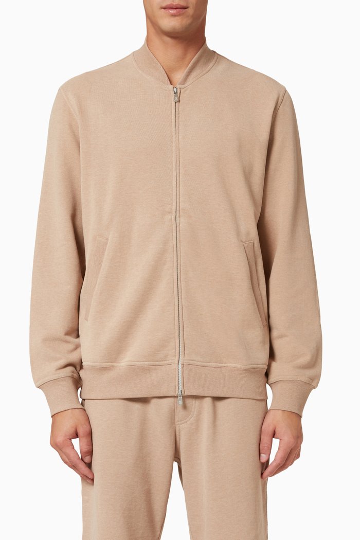 

Bomber Sweatshirt in Cotton-blend Fleece, Brown