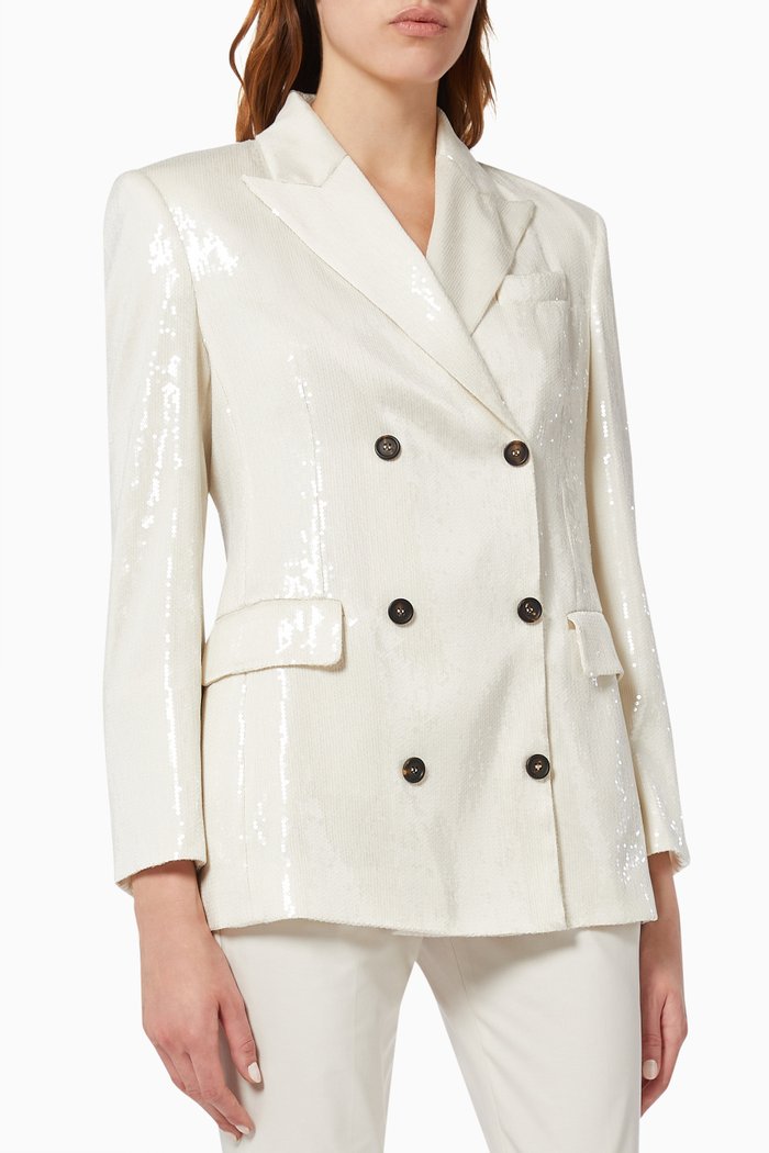 

Double-breasted Blazer in Wool, Neutral