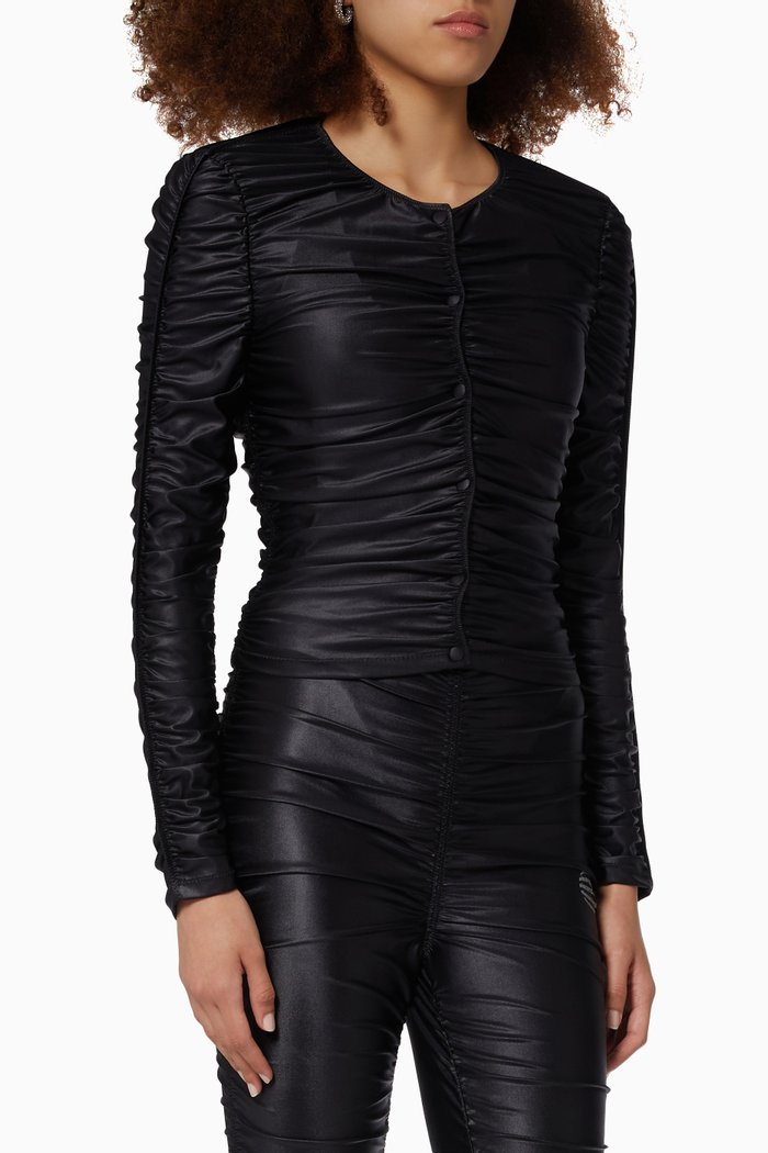 

Ruched Cardigan in Spandex Jersey, Black