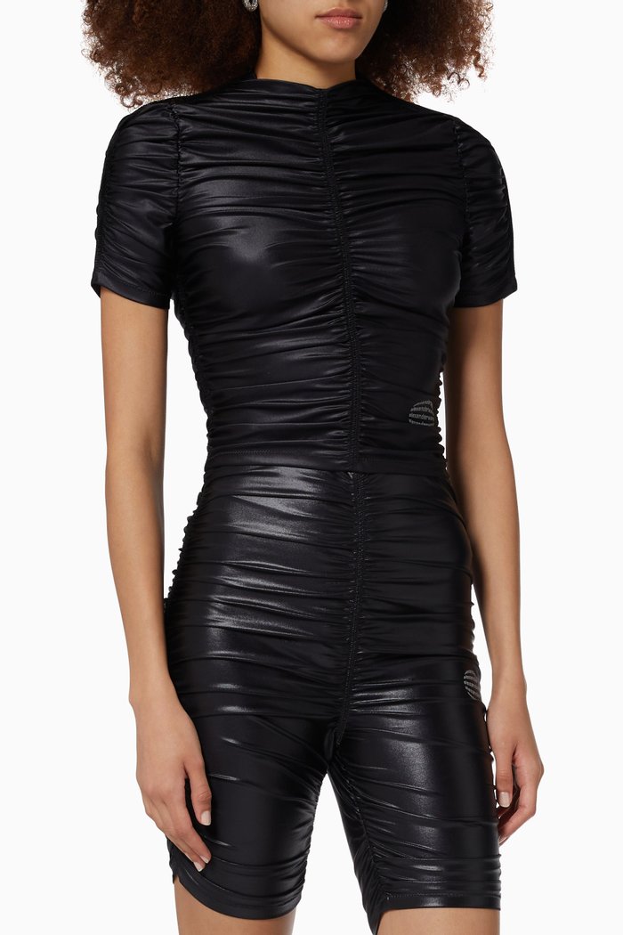 

Ruched Top in Spandex Jersey, Black