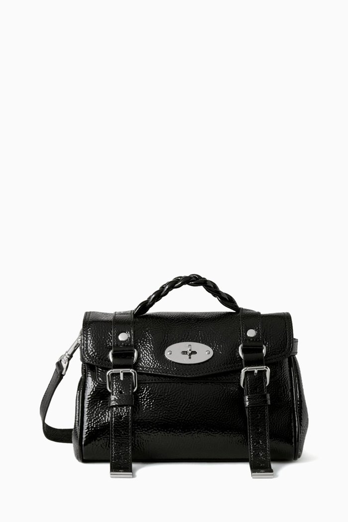 

Mini Alexa Satchel Bag in Spongy Patent Leather, Black