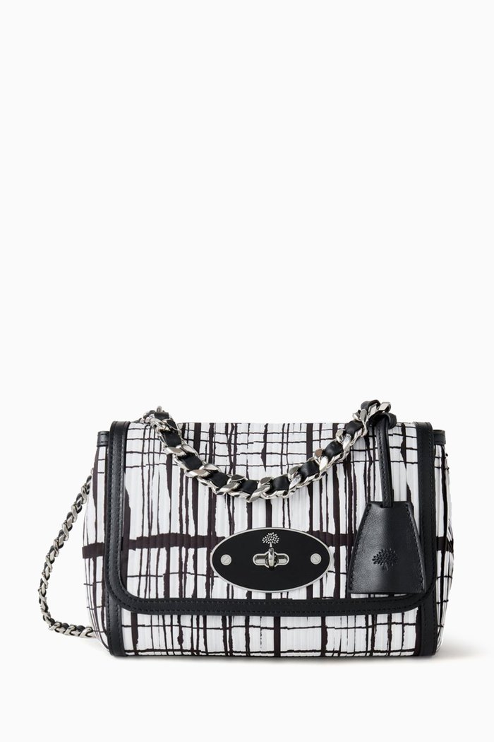 

Lily Top Handle Bag in Pleated Check Fabric, Multicolour