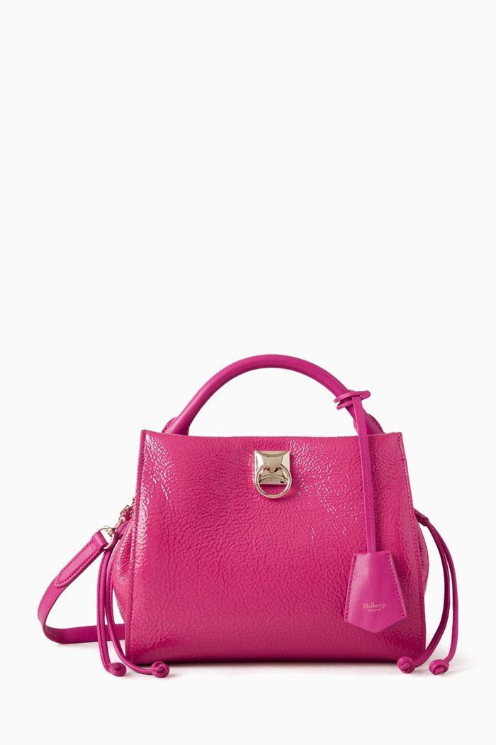 

Small Iris Shoulder Bag in Spongy Patent Leather, Pink