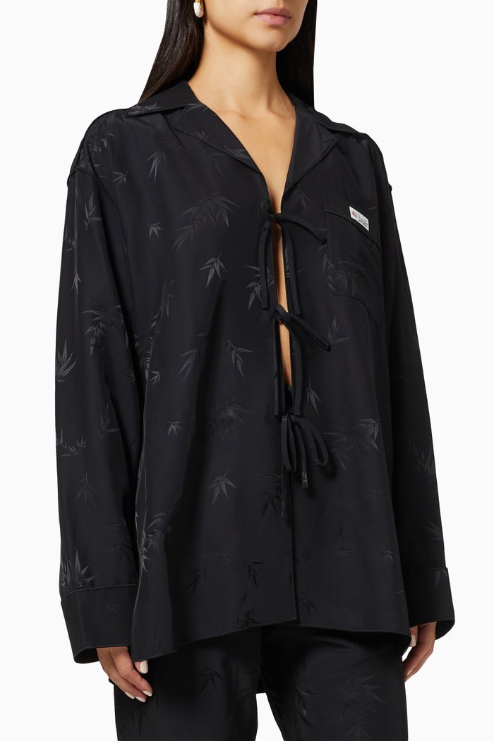 

PJ Tie Top in Viscose Jacquard, Black