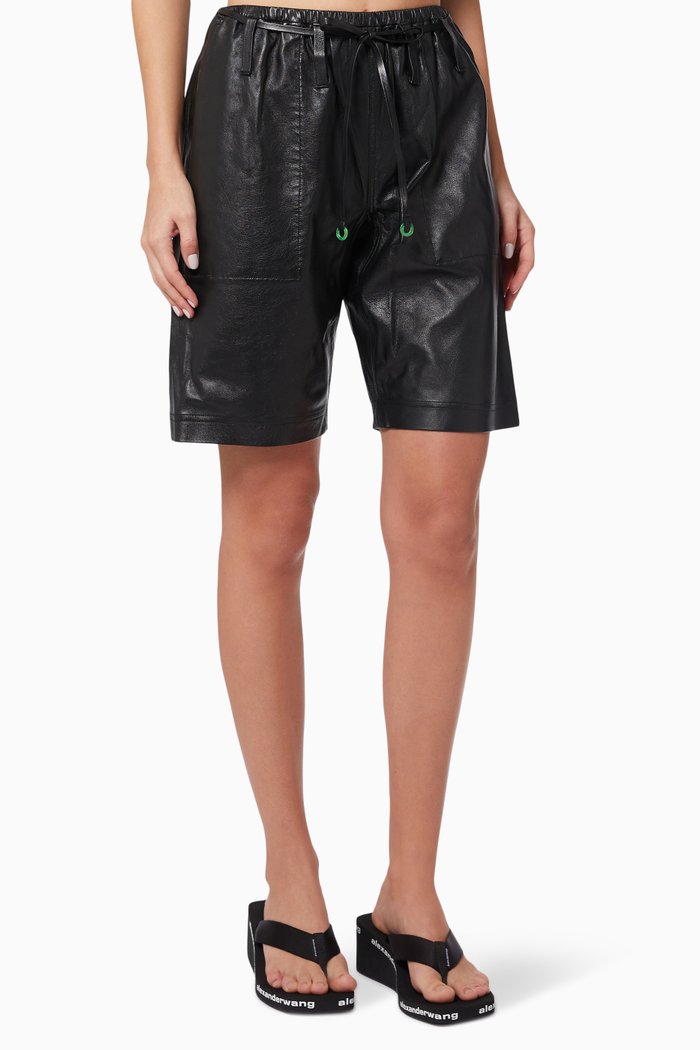 Shorts in Leather, Black
