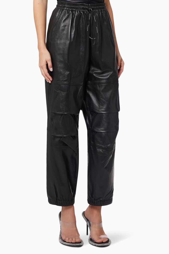 

Baggy Joggers in Lambskin, Black