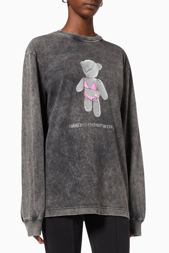 

Acid Wash Teddy Bear T-shirt in Jersey, Grey