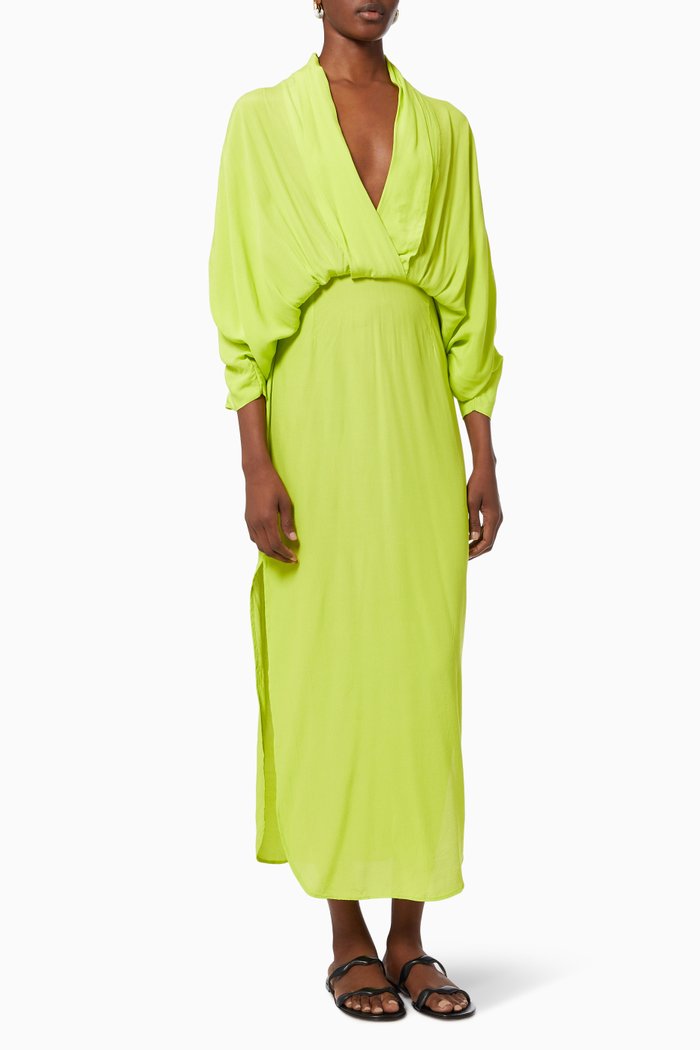 

Plunge Dress in Sustainable Rayon, Green
