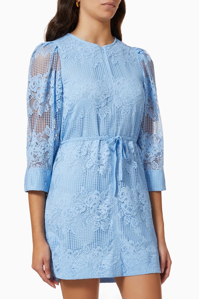 

Lace Mini Dress in Recycled Nylon, Blue