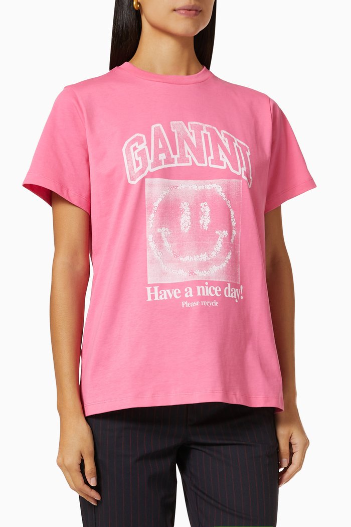 

Smiley T-shirt in Organic Cotton Jersey, Pink