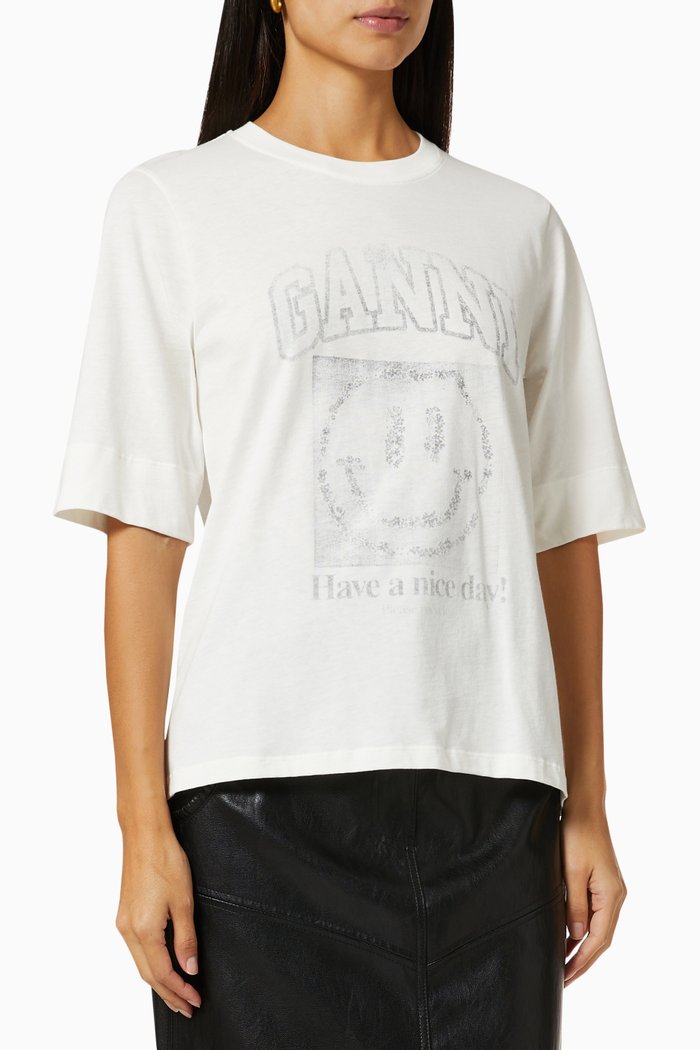 

Smiley T-shirt in Organic Cotton Jersey, White