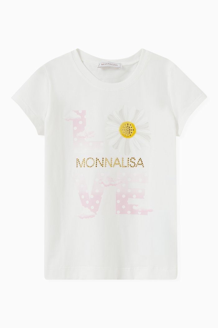 

Love Print T-shirt in Cotton Jersey, White