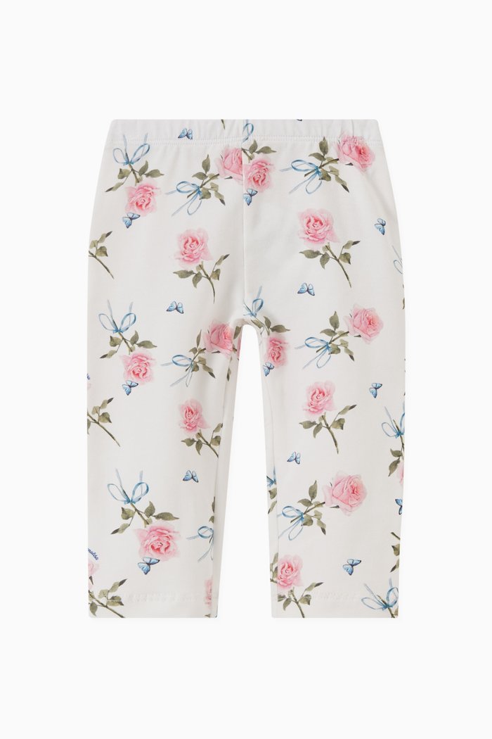Printed Leggings in Cotton, White