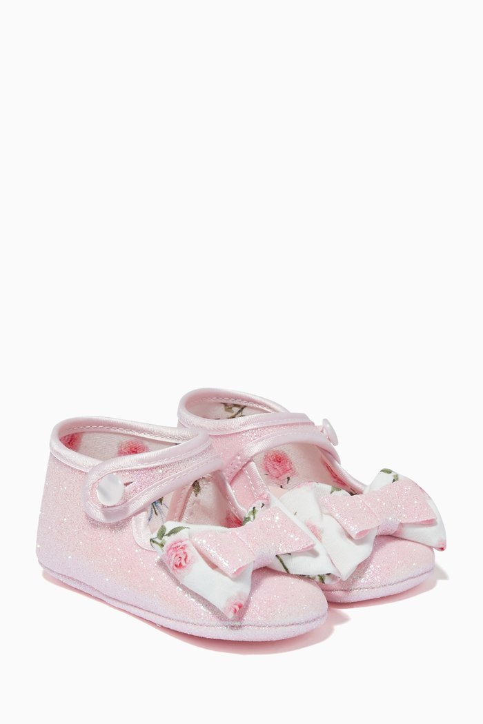 

Double Bow Glitter Shoes, Pink
