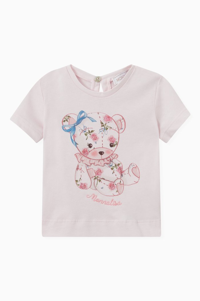 

Bear Print T-shirt in Cotton Jersey, Pink