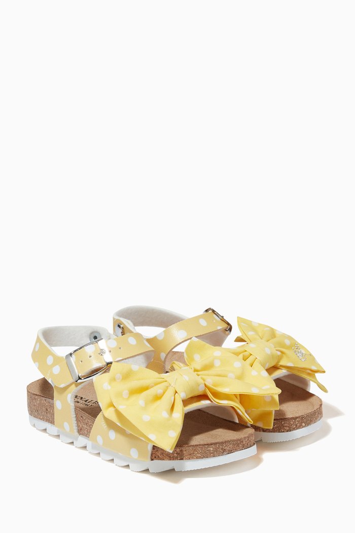 

Polka Dot Sandals in Faux Leather, Yellow