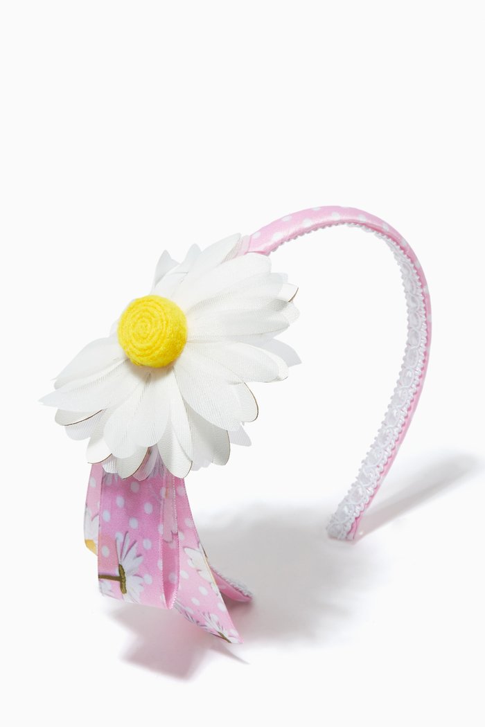 

Floral Daisy Headband in Satin, Pink