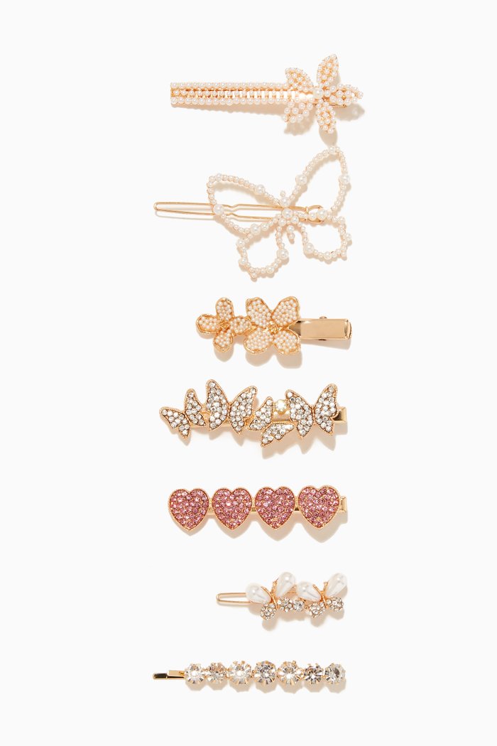 

Assorted Hair Clip Set in Metal, White