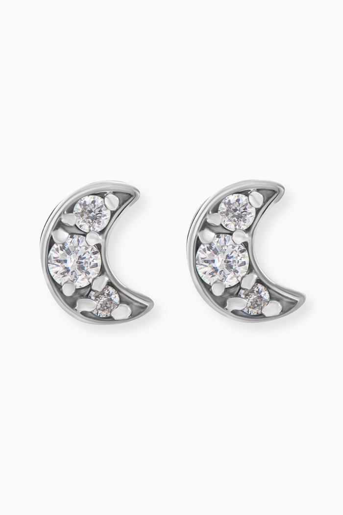 

Moon Diamond Stud Earrings in 18kt Yellow & White Gold