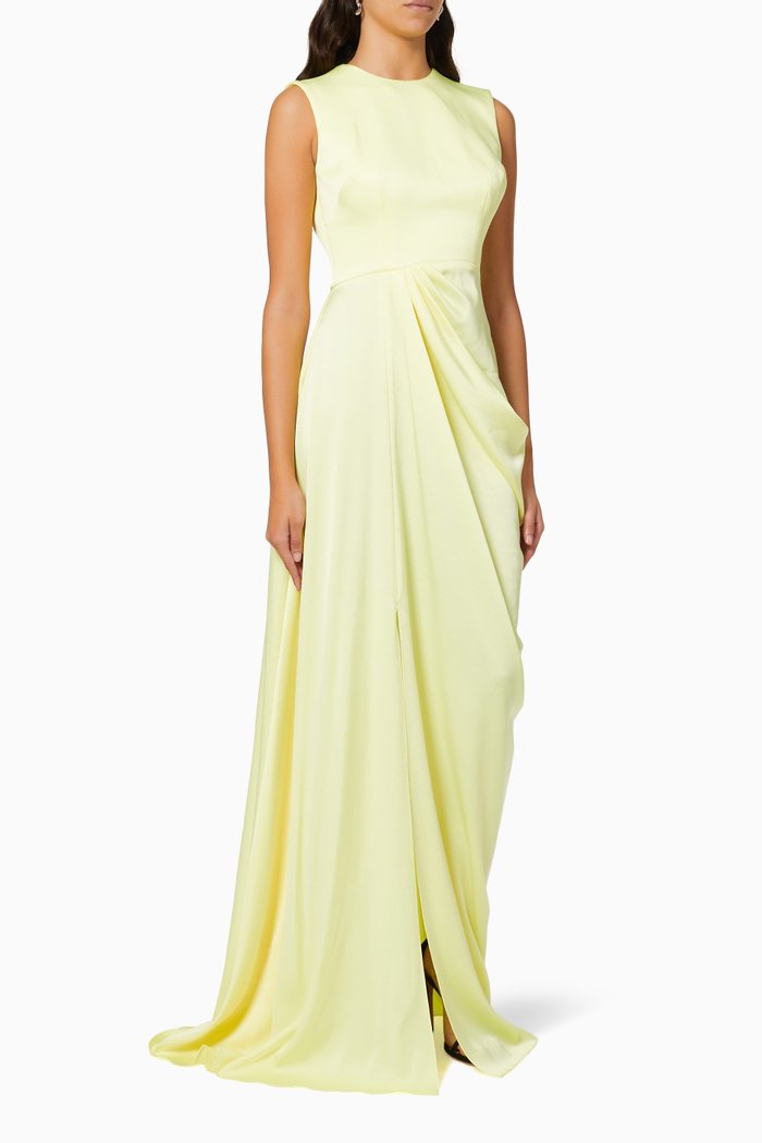 

Carden Draped Gown in Satin Crepe, Yellow