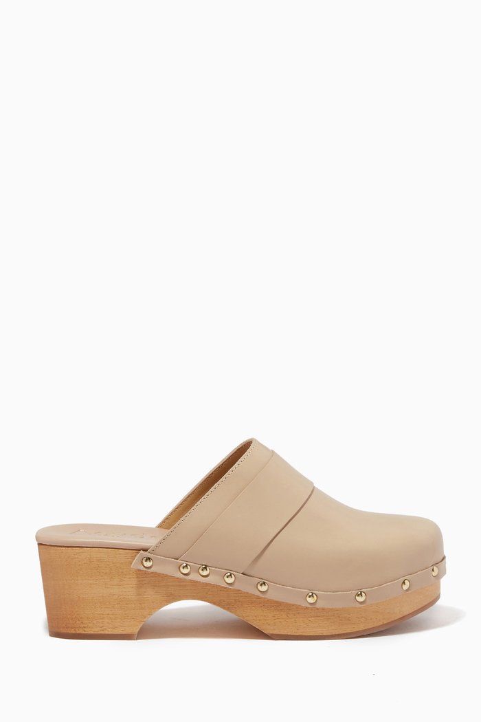 

Bibi Studded Clogs in Leather, Neutral
