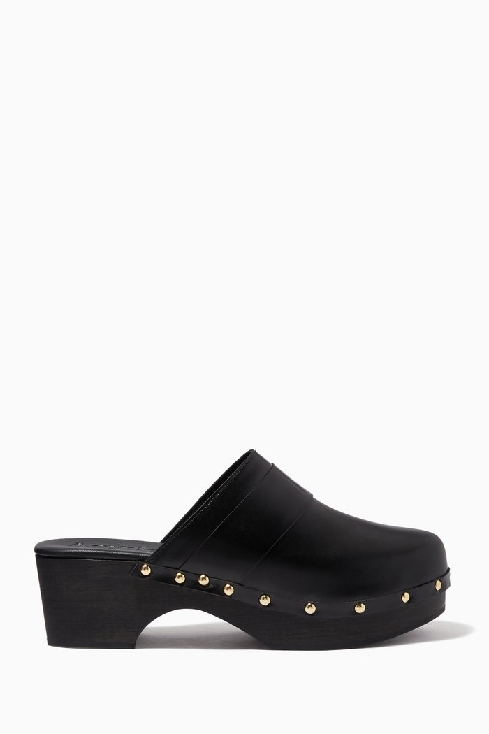 

Bibi Studded Clogs in Leather, Black