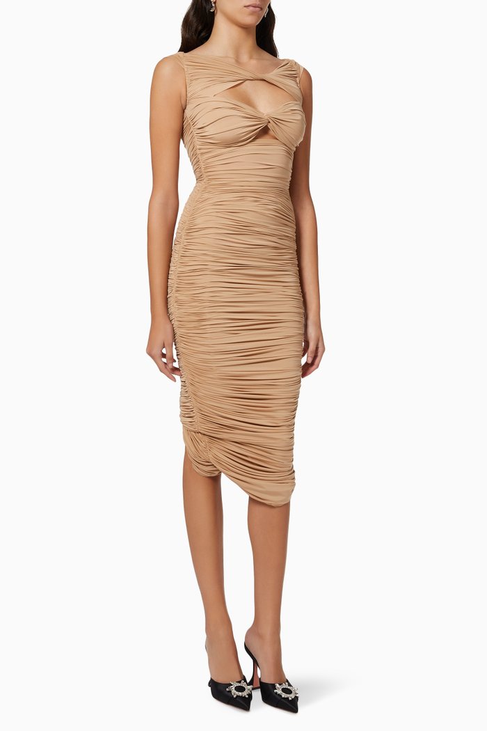 Knox Open Twist Dress in Lycra, Neutral