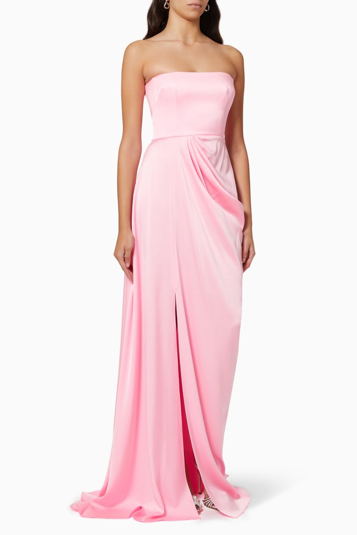 

Hudson Draped Gown in Satin Crepe, Pink
