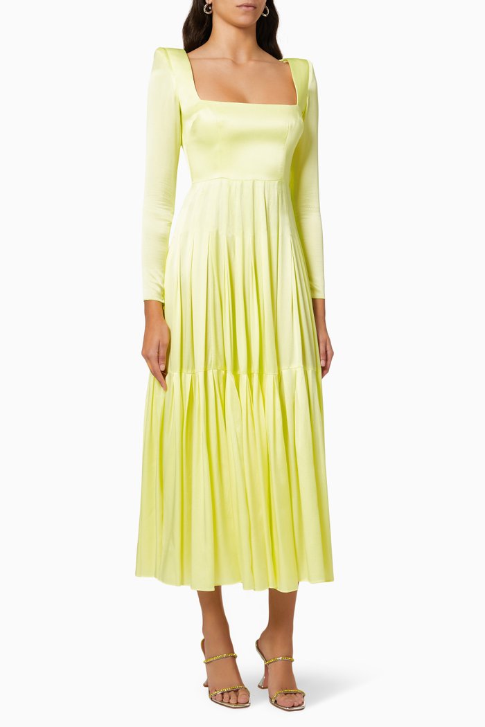Morgan Dress in Silk, Yellow