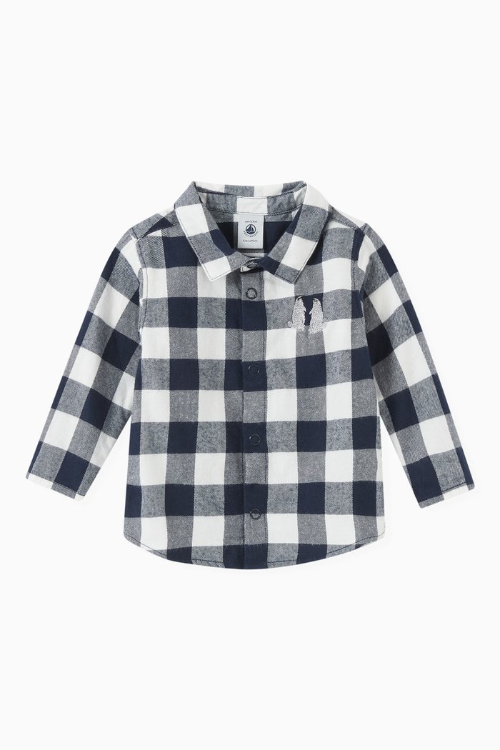 

Long Sleeve Checked Shirt in Cotton, Multicolour