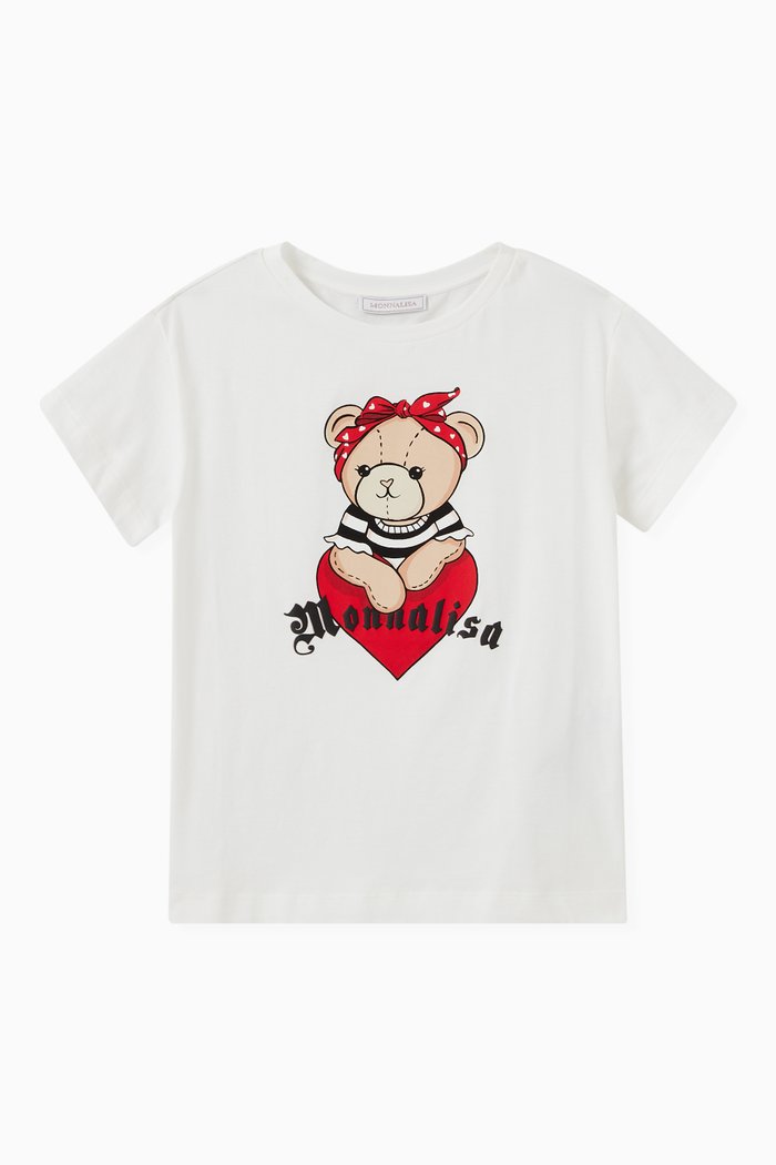 

Teddy Bear Print T-shirt in Cotton Jersey, White