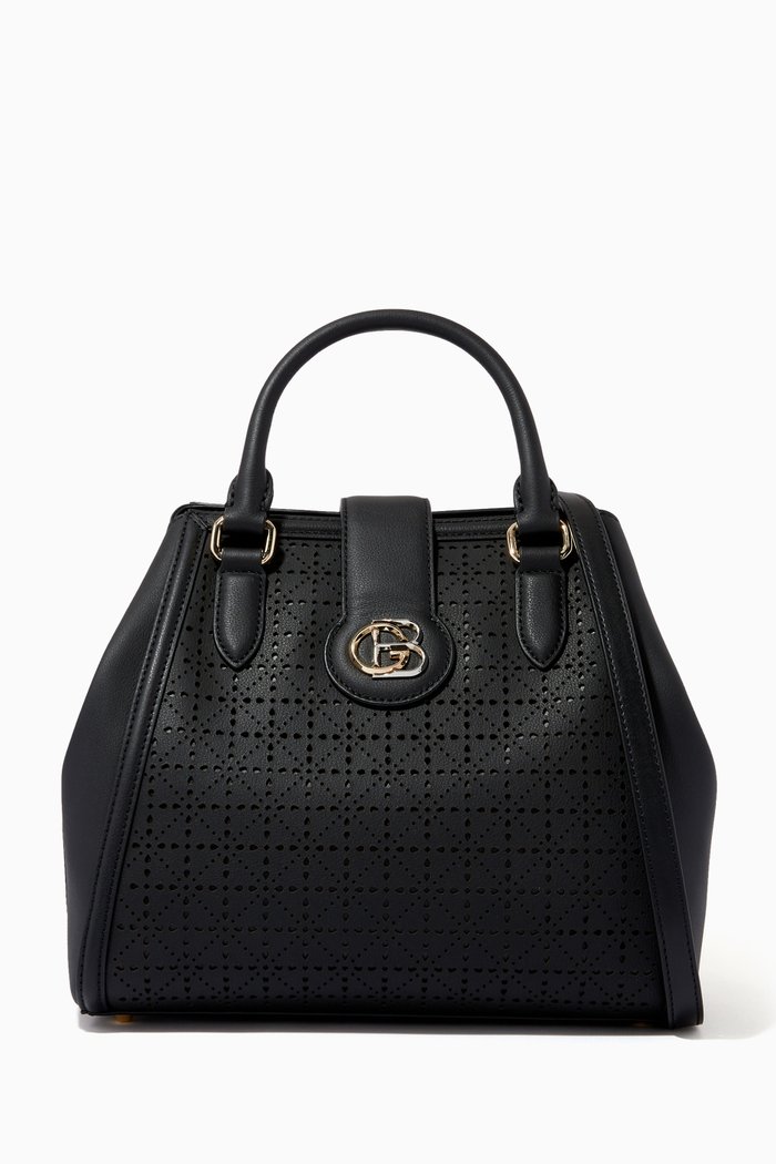 

Top Handle Bag in Embossed Leather, Black