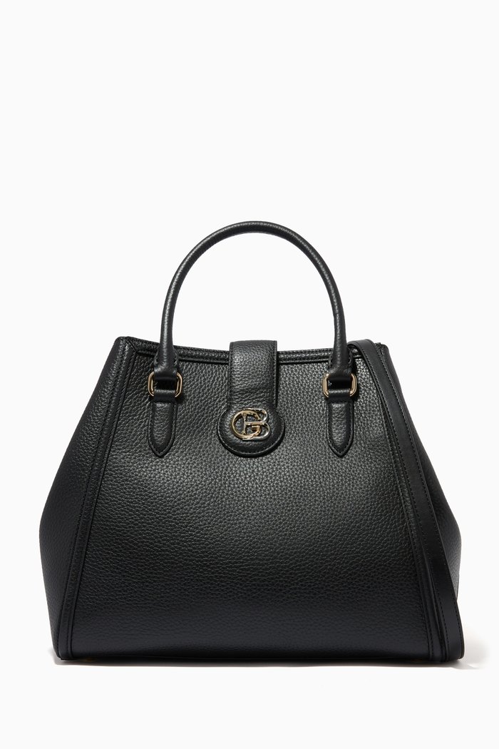 

Top Handle Bag in Grained Leather, Black