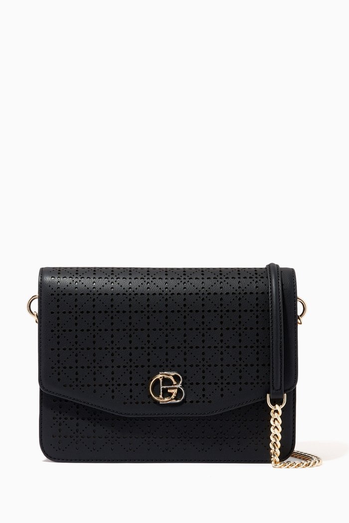 

Crossbody Bag in Embossed Leather, Black