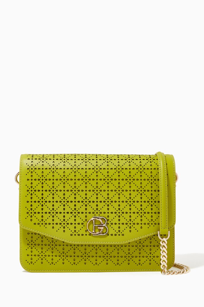 

Crossbody Bag in Embossed Leather, Green