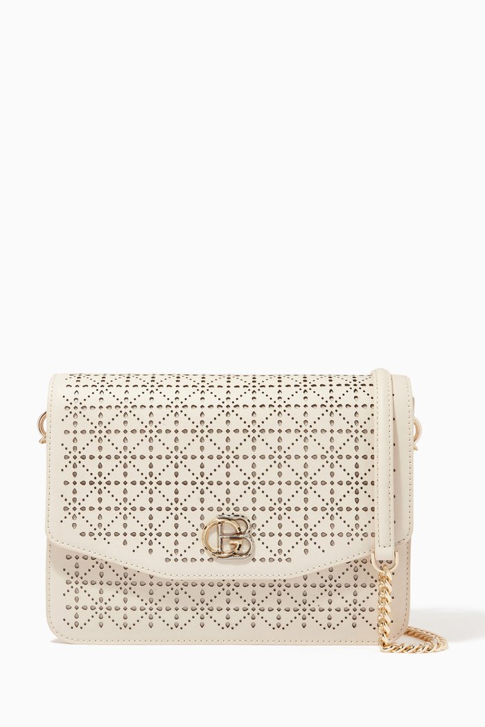 

Crossbody Bag in Embossed Leather, Neutral