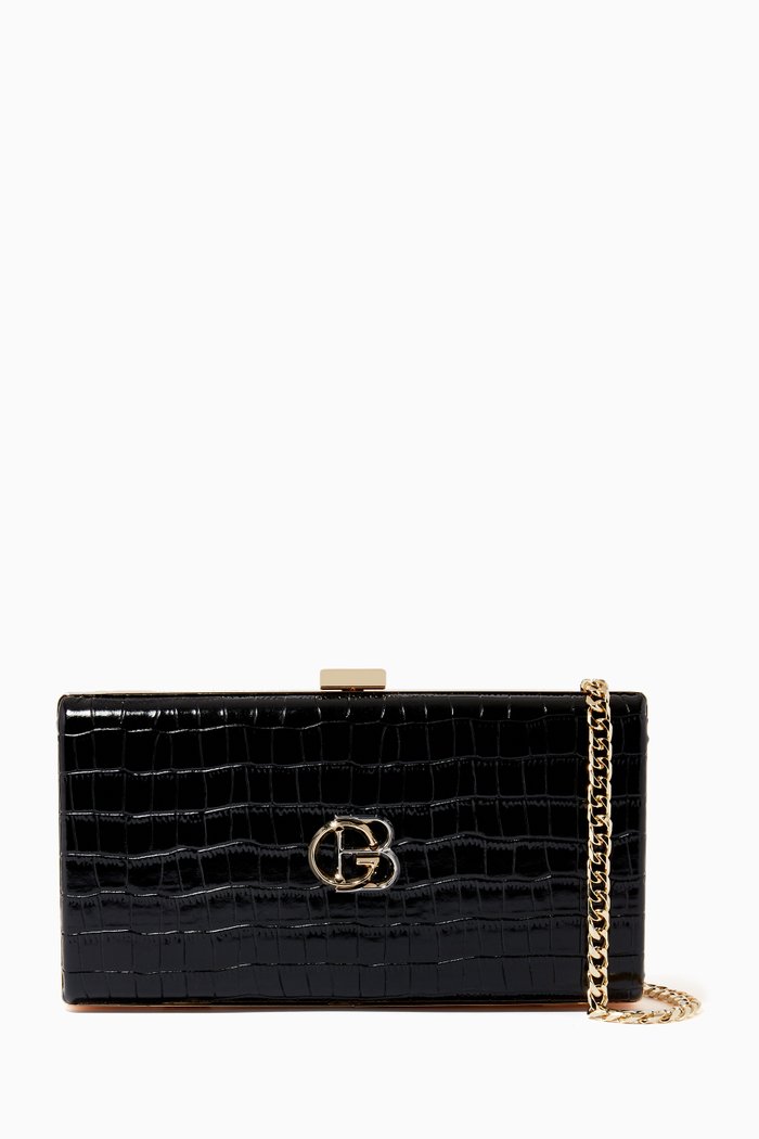 

Clutch in Snake-embossed Leather, Black