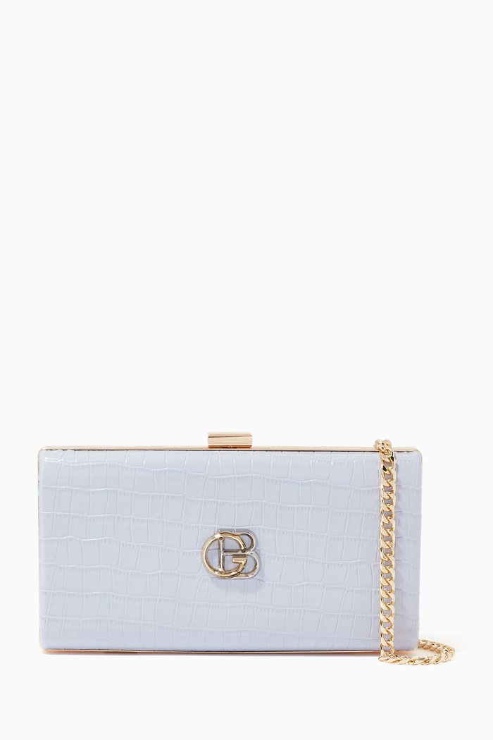 

Clutch in Snake-embossed Leather, Blue