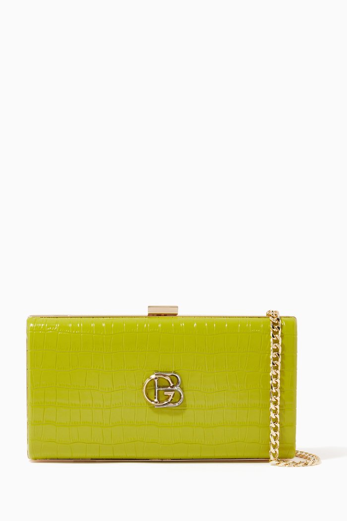 

Clutch in Snake-embossed Leather, Green
