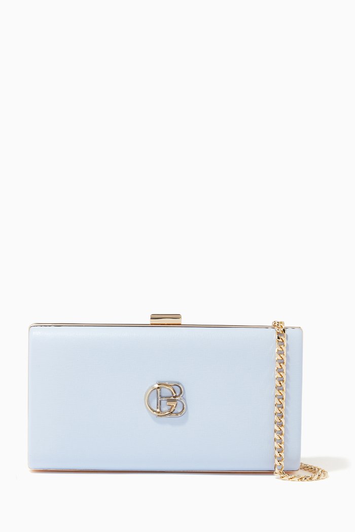 Clutch in Snake-embossed Leather, Blue