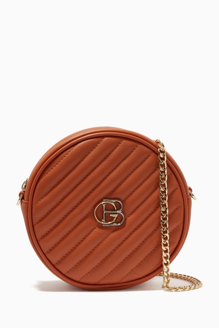 

Crossbody Bag in Quilted Leather, Brown