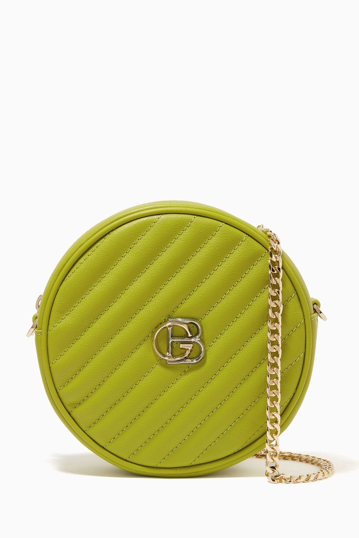 

Crossbody Bag in Quilted Leather, Green