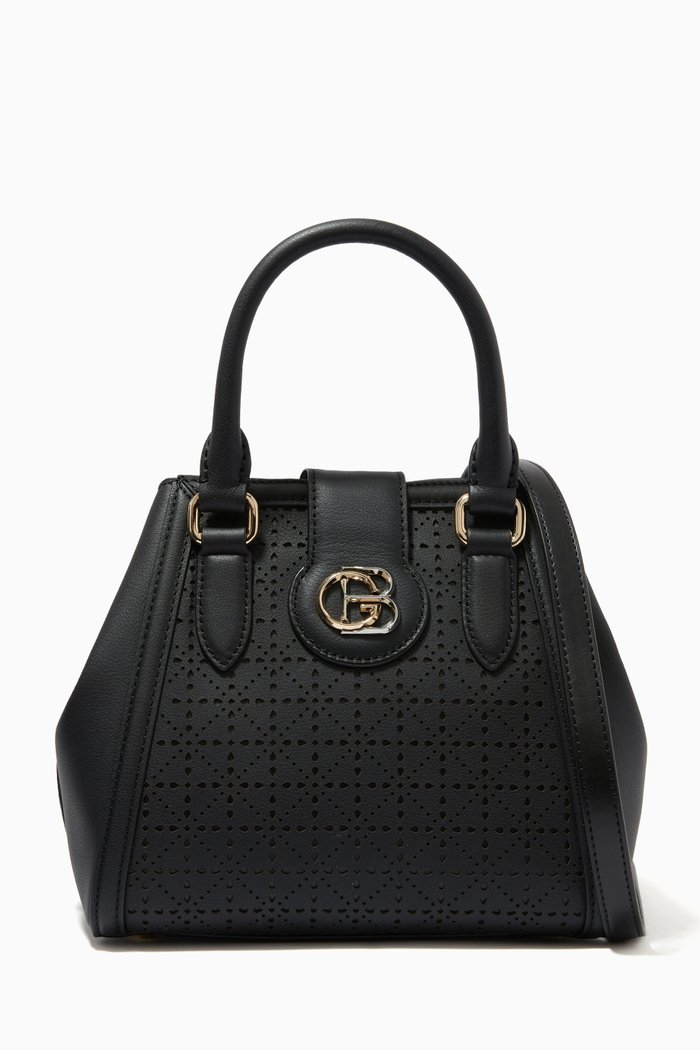 

Top Handle Bag in Embossed Leather, Black