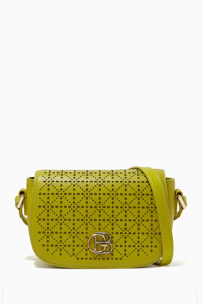 

Crossbody Bag in Embossed Leather, Green