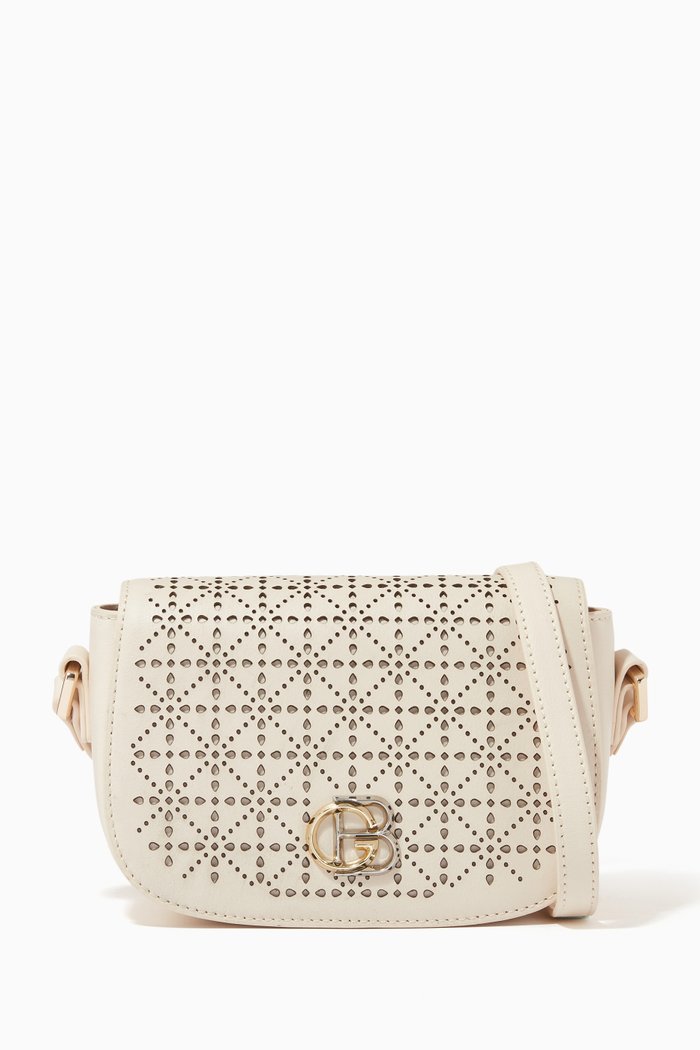 

Crossbody Bag in Embossed Leather, Neutral