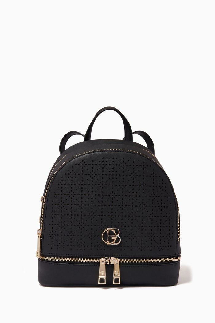 Backpack in Embossed Leather, Black