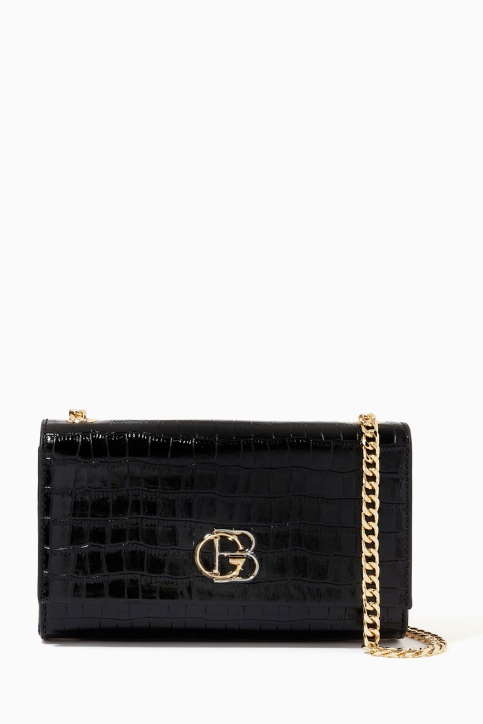 

Crossbody in Snake-embossed Leather, Black