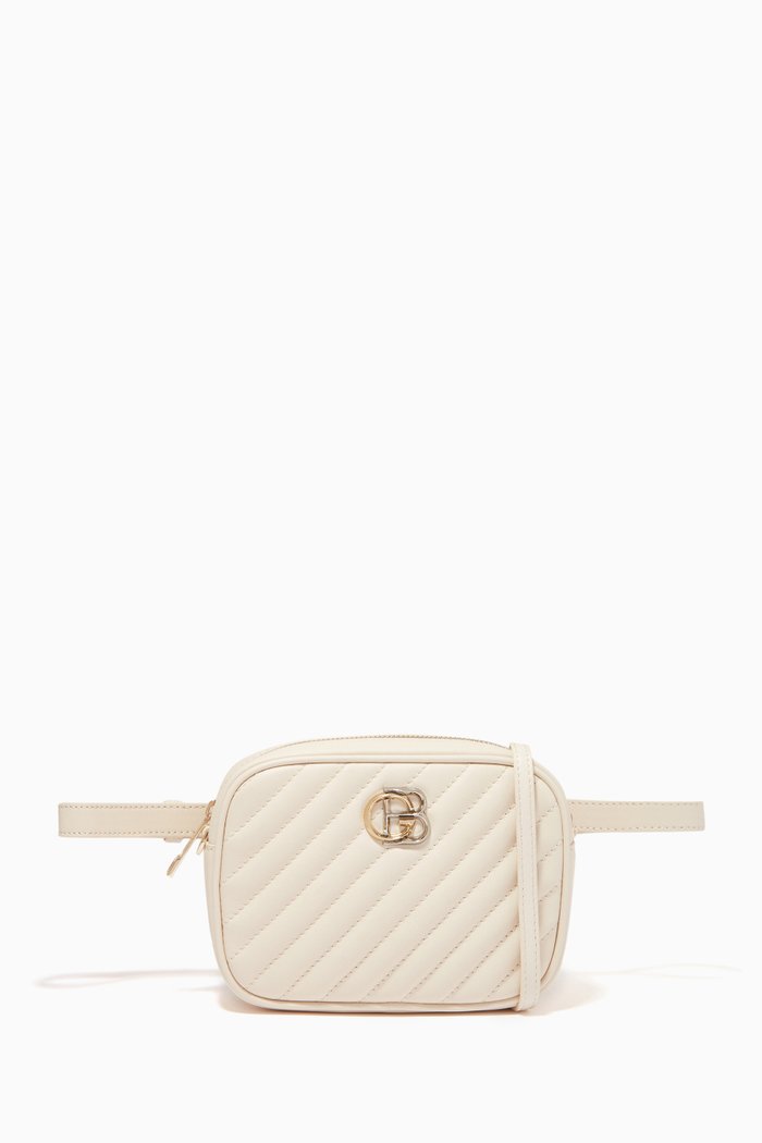 

Convertible Crossbody Bag in Quilted Leather, Neutral