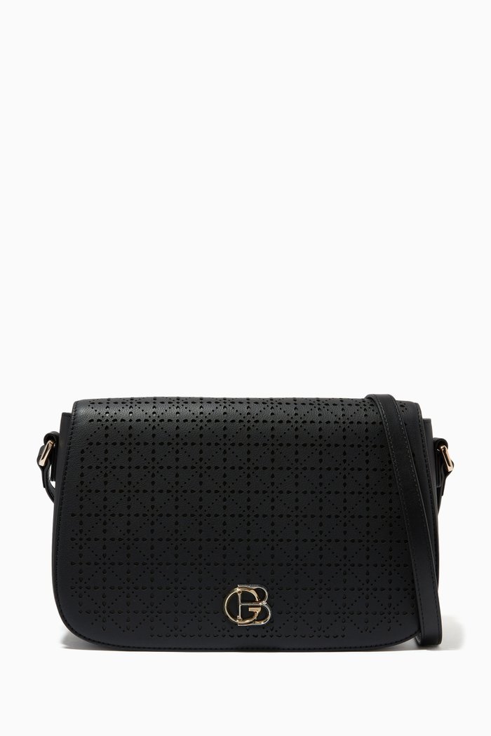 

Crossbody Bag in Embossed Leather, Black