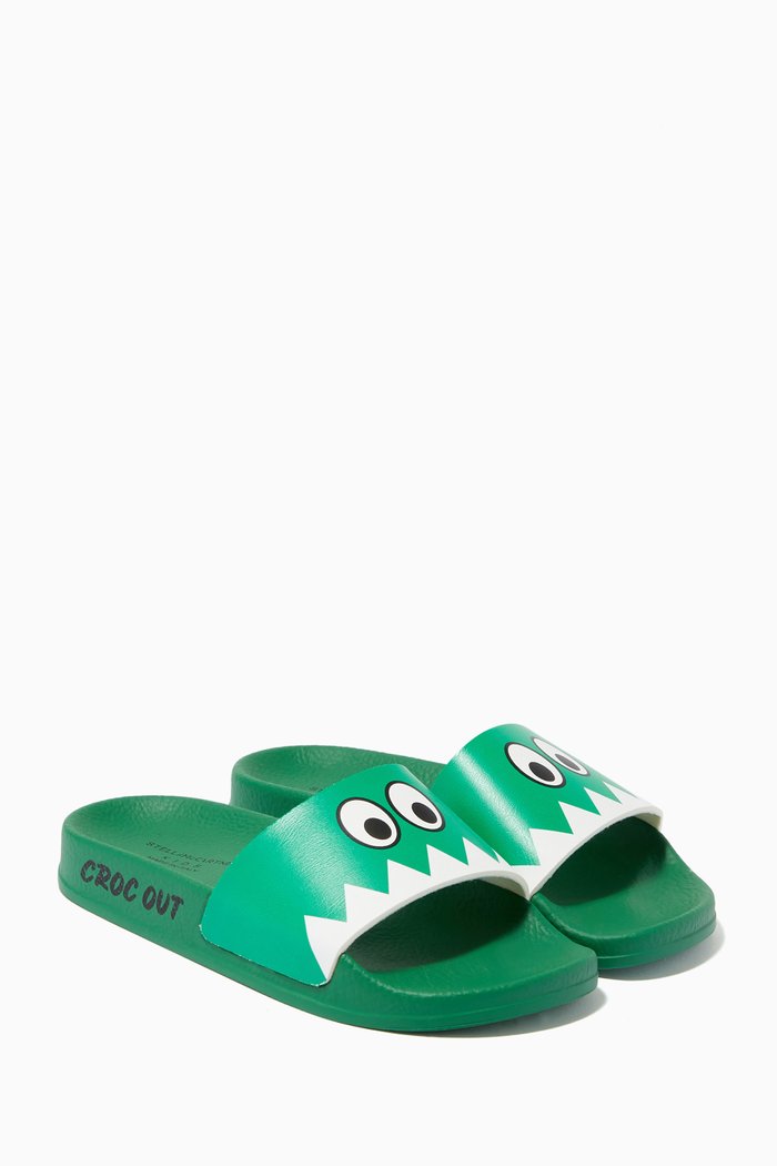 

Alligator Face Slides in Rubber, Green